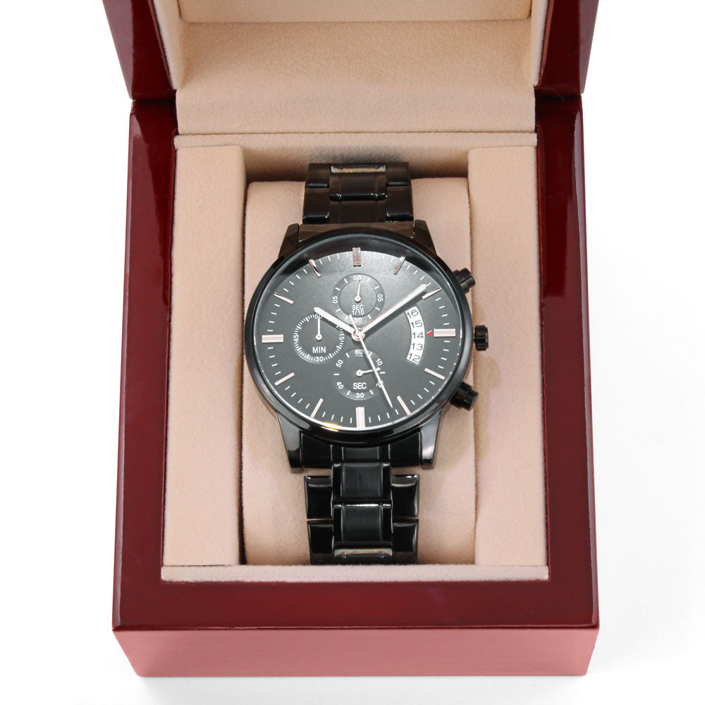 To My Soulmate Turn Back the Clock (Charcoal Black) – Men's Watch